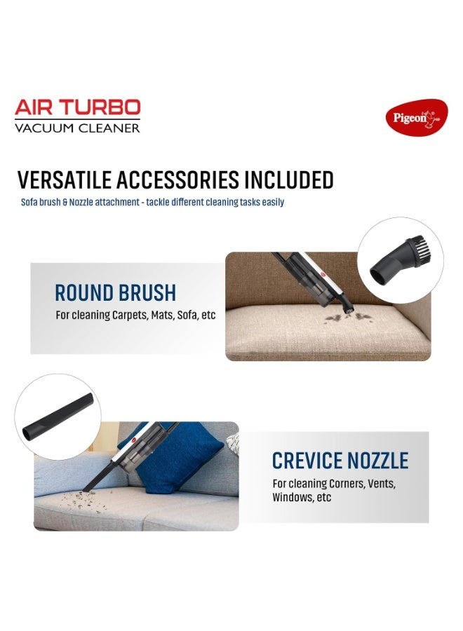 Pigeon by Stovekraft Airturbo Handheld Dry Vacuum Cleaner for Home&Car|Hepa+Steelmesh Fft Technology Filter|18 Kpa Suction Power|600W|Low Noise|2 Accessories Nozzle&Brush|4.5M Long Wire,1 Count,600Ml - Image 4