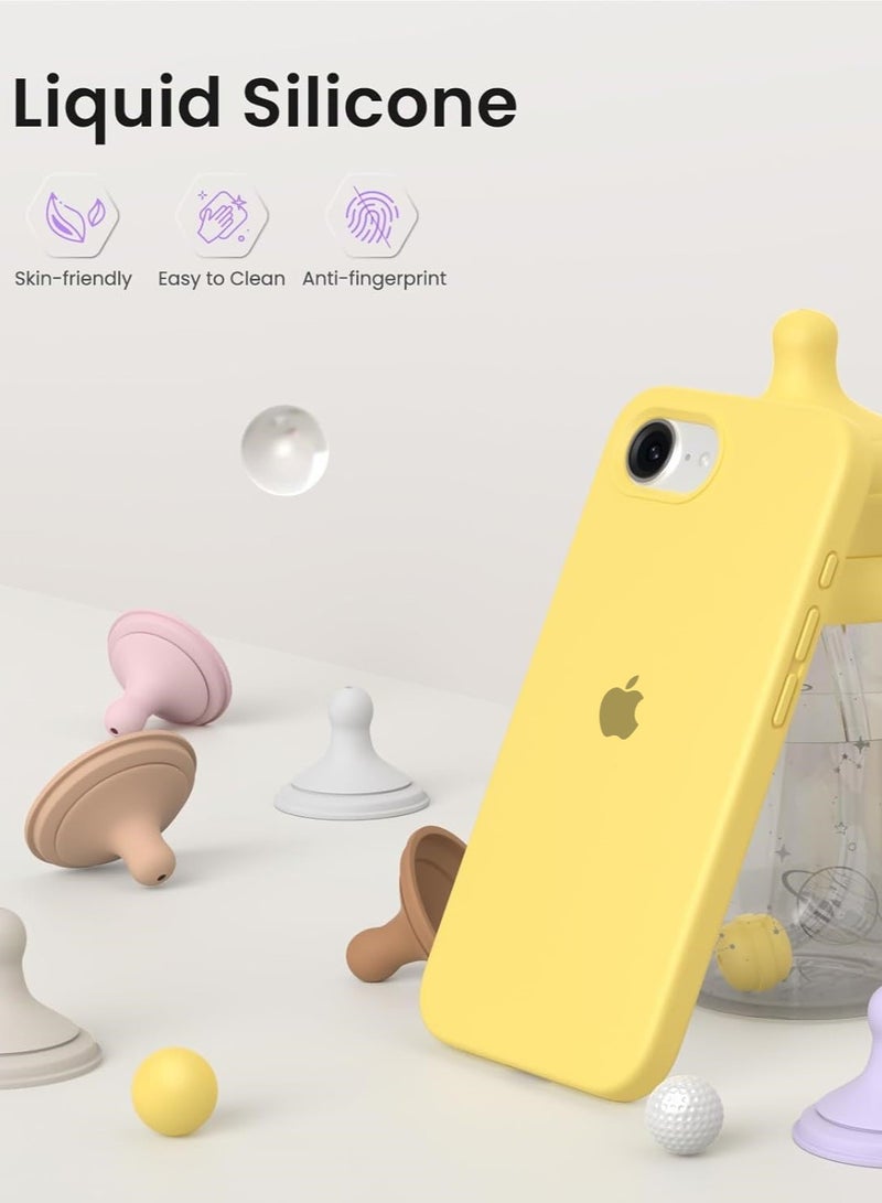 عام جراب iPhone 17e من السيليكون السائل مع بطانة ناعمة من الألياف الدقيقة (مايكروفايبر) - غطاء واقٍ مقاوم للخدش والصدمات لهاتف iPhone 17e (مقاس 6.1 بوصة) - Image 5