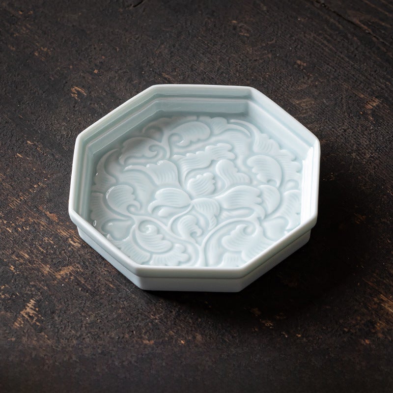 Vintage Ceramic Tea Tray Creative Lotus Snack PlateEight directions clinging linen small dish [pink Green]] Eight directions clinging linen small dish [pink Green]] 