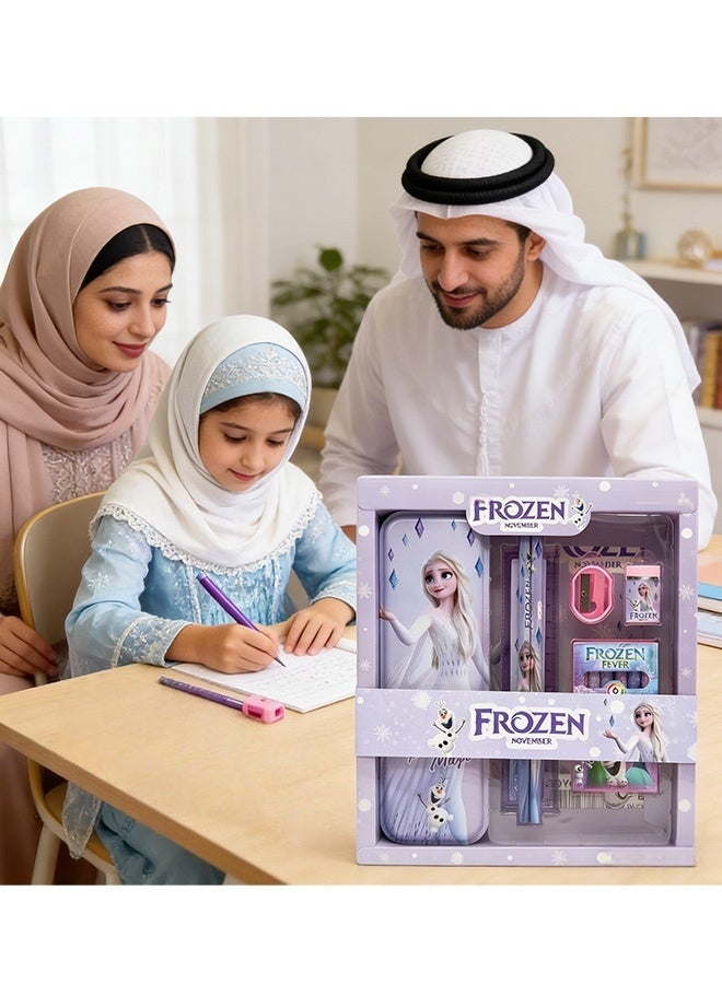Frozen Elsa Frozen Theme School Stationery Set for Kids All in One Back to School Supplies Kit with Pencil Box Eraser Sharpener Ruler Crayons, Perfect Gift for Birthday Classroom Rewards School Rewards Party Favor - Image 2