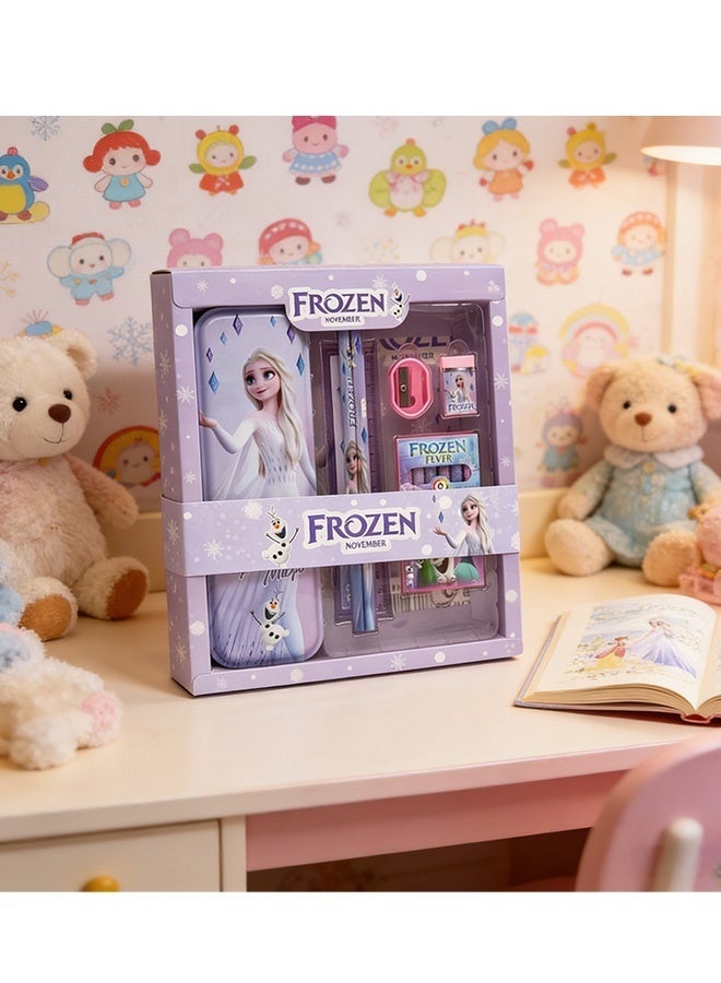 Frozen Elsa Frozen Theme School Stationery Set for Kids All in One Back to School Supplies Kit with Pencil Box Eraser Sharpener Ruler Crayons, Perfect Gift for Birthday Classroom Rewards School Rewards Party Favor - Image 5