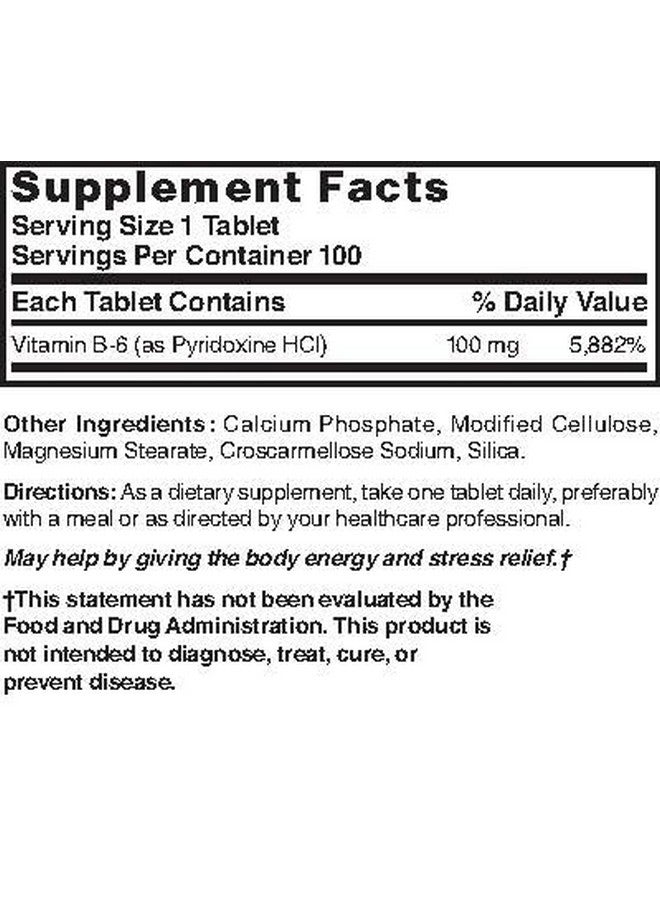 Nature's Blend NAT B Vitamin B-6 TB 100MG 100 - Image 3