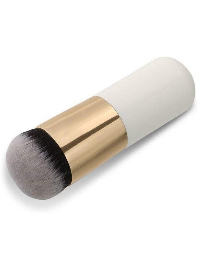 SUNISA 1 White Slim Fan Makeup Highlighter Cosmetic Makeup Brush And 1 White Mini Foundation Brush For Womens And Girls (Pack Of 2) - Image 3