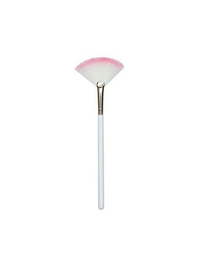 SUNISA 1 White Slim Fan Makeup Highlighter Cosmetic Makeup Brush And 1 White Mini Foundation Brush For Womens And Girls (Pack Of 2) - Image 2