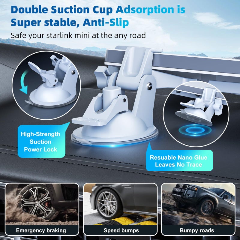 FONKEN for Starlink Mini Car Mount for Dashboard for Starlink Mini Dash Mount for Starlink Mini Suction Cup Mount for Dashboard & Windshield Suitable Most Vehicles and Ensures Stable Satellite Signal - Image 5