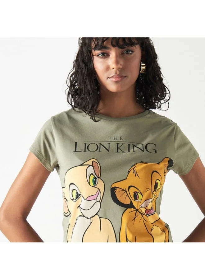 SP Characters The Lion King Print Crew Neck T-shirt with Short Sleeves