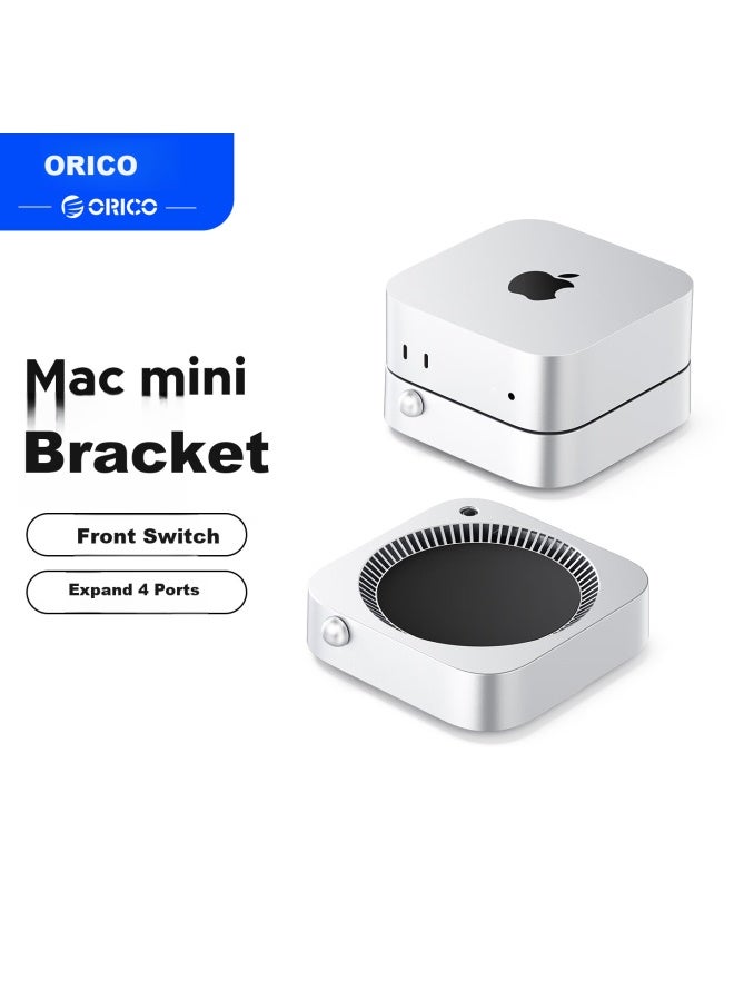 Orico حامل كمبيوتر أوريكو لجهاز ماك ميني M4/M4 برو قاعدة تبريد ملحقات سطح المكتب من أبل 4-منافذ دعم رف فضي - Sth03 - Image 1