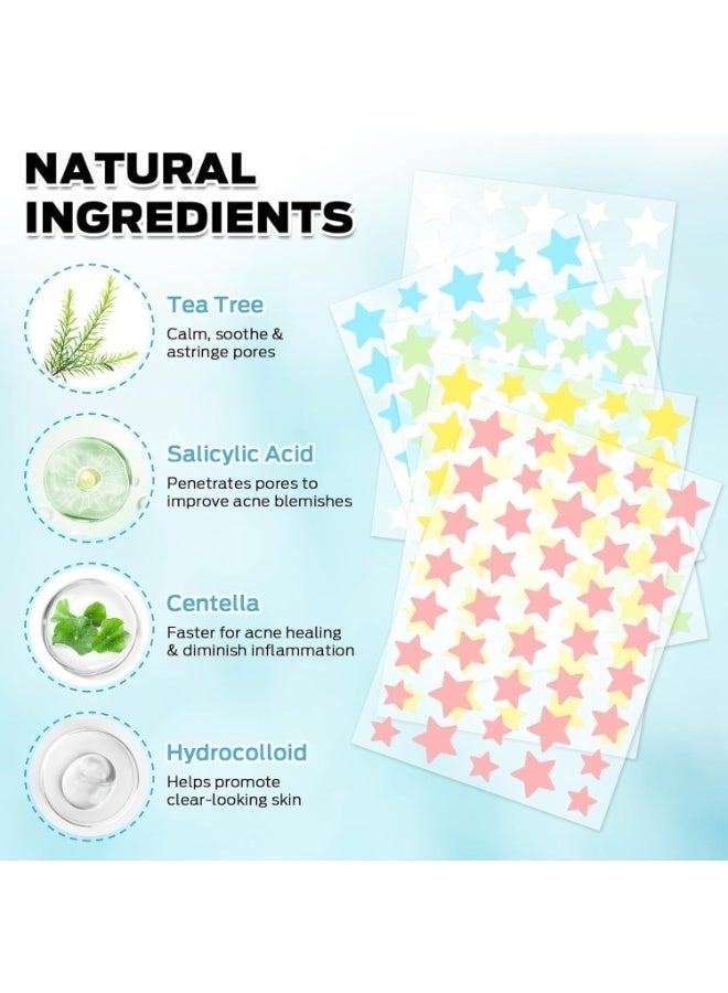 Jaysuing 200 Pcs Pimple Patches Hydrocolloid Non Drying Acne Patches for Face Colorful Heart Pimple Spot Sticker with Hyaluronic Acid Tea Tree Oil and Centella Oil STAR ACNE PATCHESfor Covering Blemishes and Zits - Image 4