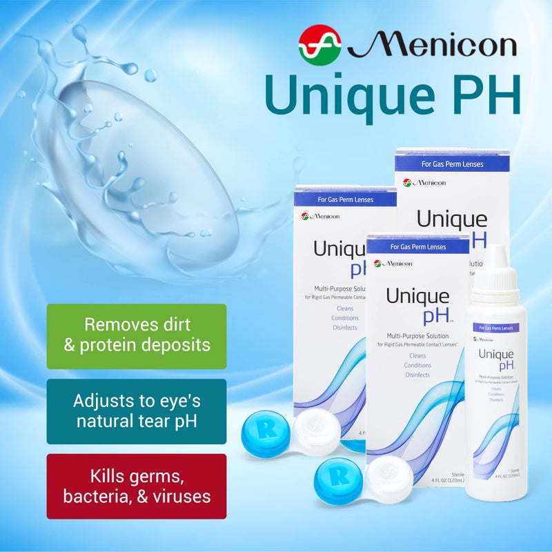 Menicon Unique pH Multi-Purpose Solution with RGP Lens Case.4 Fluid Ounce each - 3 Pack - Image 2