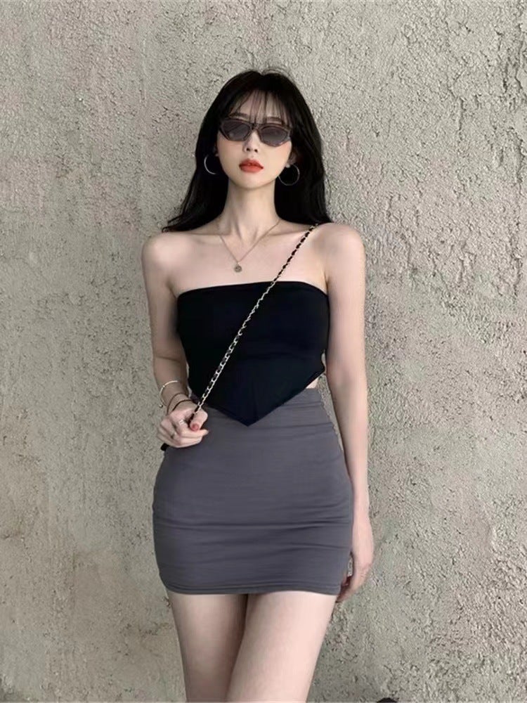 Hip Skirt Womens Summer Thin Skirt Tight Short Skirt plus size Anti-glare Hot Girl High Waist Slimming Ultra Short Skirt Grey - Image 1