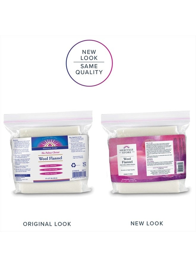 Heritage Store فلانيل صوف لزيت الخروع، قابل لإعادة الاستخدام ويمتص بشكل عالي، يخلق ضغط حرارة مهدئ للبطن والمفاصل ومناطق أخرى، ضمان استرداد الأموال لمدة 60 يومًا، خالي من القسوة، 12 × 27 بوصة - Image 2