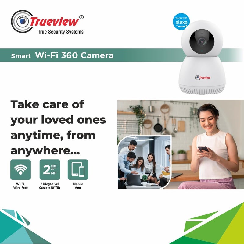 Trueview 2MP Smart CCTV Wifi Home Security Camera with Pan Tilt 360 View 2 Way Talk Cloud Monitor Motion Detect Supports SD Card Up to 256 GB Night Vision Alexa 2mpRobot - Image 4
