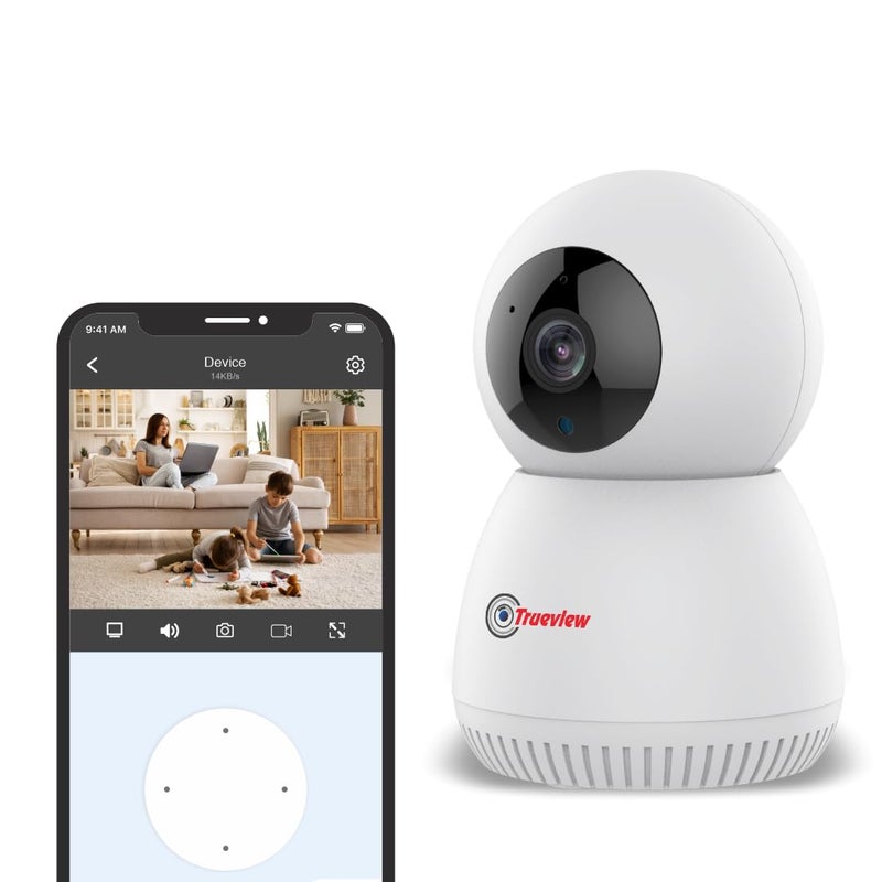 Trueview 2MP Smart CCTV Wifi Home Security Camera with Pan Tilt 360 View 2 Way Talk Cloud Monitor Motion Detect Supports SD Card Up to 256 GB Night Vision Alexa 2mpRobot - Image 1