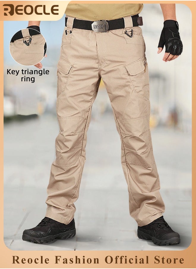 REOCLE - Men's Tactical Pants Lightweight Performance Pants with Multi Cargo Pockets Anti-rip Waterproof Military Combat Cargo Work Hiking Pants - Image 1