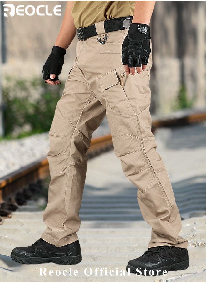 REOCLE - Men's Tactical Pants Lightweight Performance Pants with Multi Cargo Pockets Anti-rip Waterproof Military Combat Cargo Work Hiking Pants - Image 1