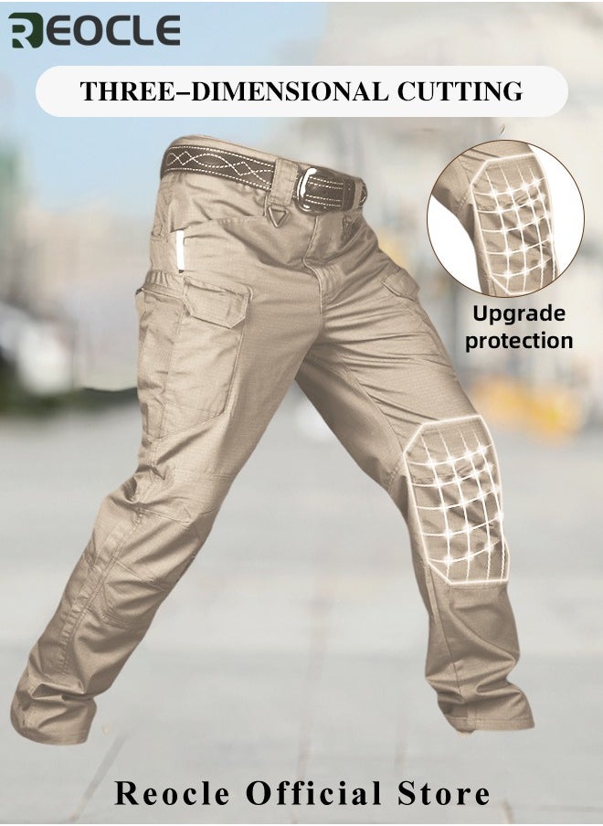 REOCLE - Men's Tactical Pants Lightweight Performance Pants with Multi Cargo Pockets Anti-rip Waterproof Military Combat Cargo Work Hiking Pants - Image 1