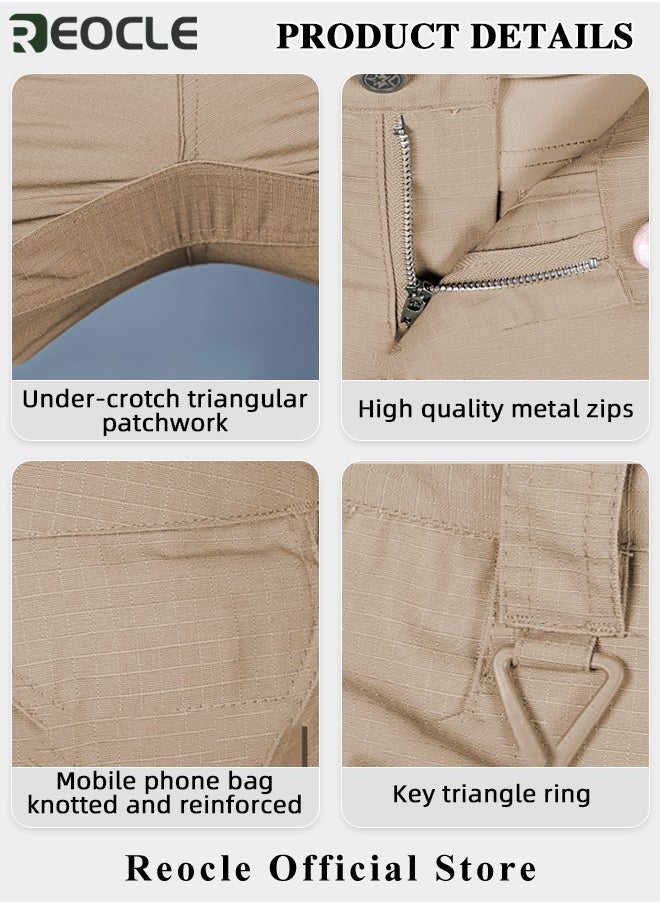 REOCLE - Men's Tactical Pants Lightweight Performance Pants with Multi Cargo Pockets Anti-rip Waterproof Military Combat Cargo Work Hiking Pants - Image 1