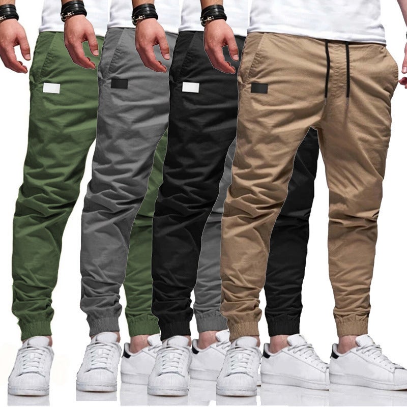 2023 Mens Cargo Pants Drawstring Ankle Ties Casual Black  - Image 5