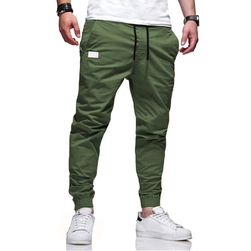 2023 Mens Cargo Pants Drawstring Ankle Ties Casual Black  - Image 2