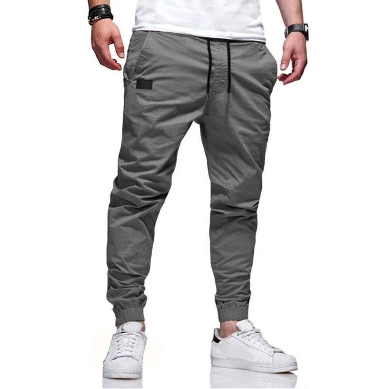2023 Mens Cargo Pants Drawstring Ankle Ties Casual Black  - Image 3