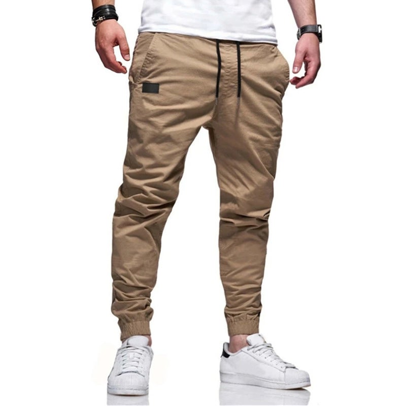 2023 Mens Cargo Pants Drawstring Ankle Ties Casual Black  - Image 4