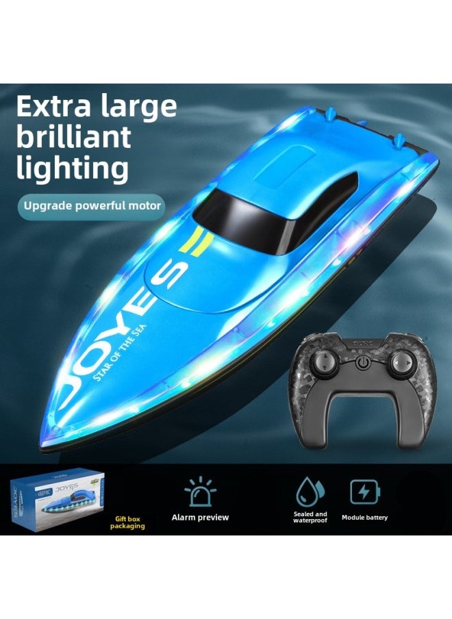 High-speed Remote Control Speedboat Oversized Remote Control Boat Children Charging Wireless Power Supply-Colour:Brilliant Lanterns [extra Large - Blue 100 Minutes] Gift Box-Specification:Two Rechargeable Batteries Are Recommended [double Battery Life]  - Image 1