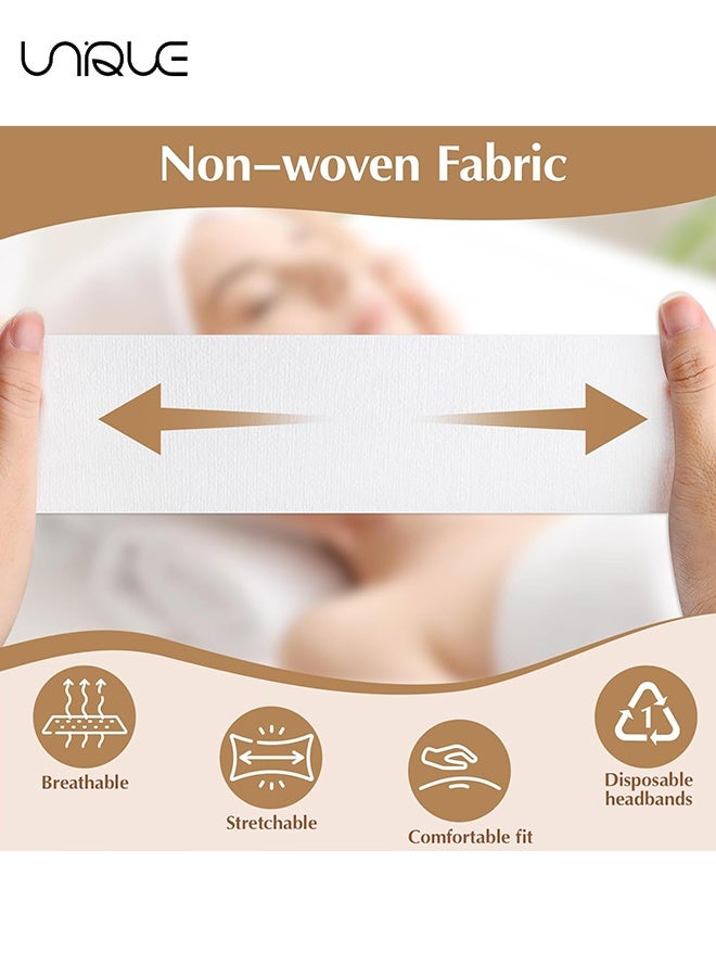 Unique 30 PCS Disposable Spa Facial Headbands - Elastic Headband Wrap with Adjustable Magic Tape, Stretch Non-Woven Facial Bandeau, Soft Skin Care Essential Headband with Convenient Closure - Closure Salons - Individually Packaged (White) - Image 4