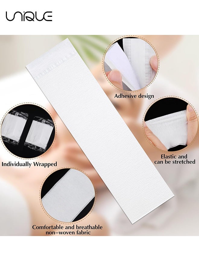 Unique 30 PCS Disposable Spa Facial Headbands - Elastic Headband Wrap with Adjustable Magic Tape, Stretch Non-Woven Facial Bandeau, Soft Skin Care Essential Headband with Convenient Closure - Closure Salons - Individually Packaged (White) - Image 3