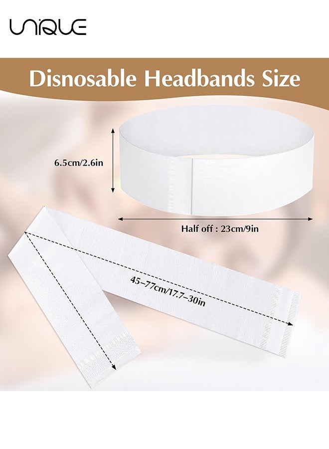 Unique 30 PCS Disposable Spa Facial Headbands - Elastic Headband Wrap with Adjustable Magic Tape, Stretch Non-Woven Facial Bandeau, Soft Skin Care Essential Headband with Convenient Closure - Closure Salons - Individually Packaged (White) - Image 2