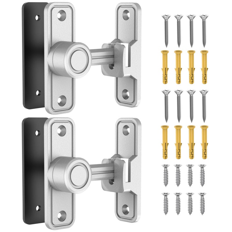 MeBantoo Sliding Barn Door Lock Hardware 90 Degree Locks for Barn Doors Flip Gate Latches for Barn Garden Bathroom Outdoor Garage Window 2 PackSilver - Image 2