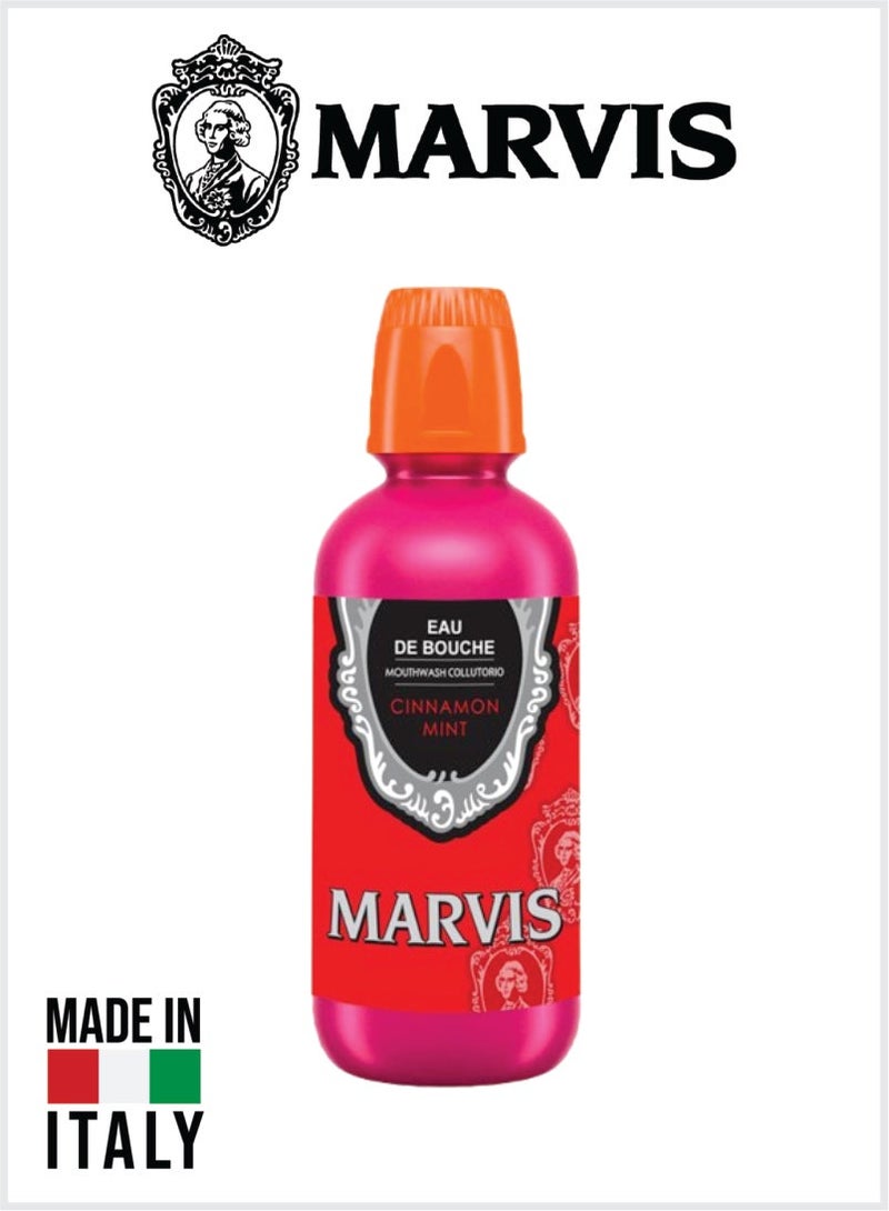 Marvis Cinnamon Mint Mouthwash Long-Lasting Freshness, Natural Cinnamon & Mint Blend 400ML