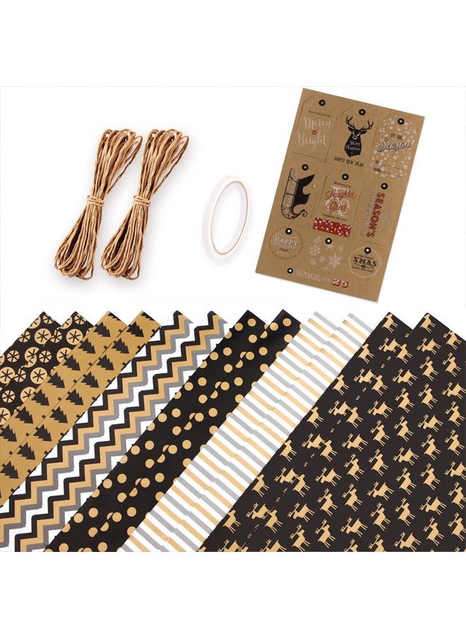 Zeemey 12 Sheets Gift Wrapping Paper With Accessories,Holiday Gift Wrapping Paper,Birthday Gift Box Gift Wrapping DIY, Gift Wrapping Paper for Birthday, Holiday, Wedding, Party,Kids Gift Wrapping (70cmX50cm)  - Image 1