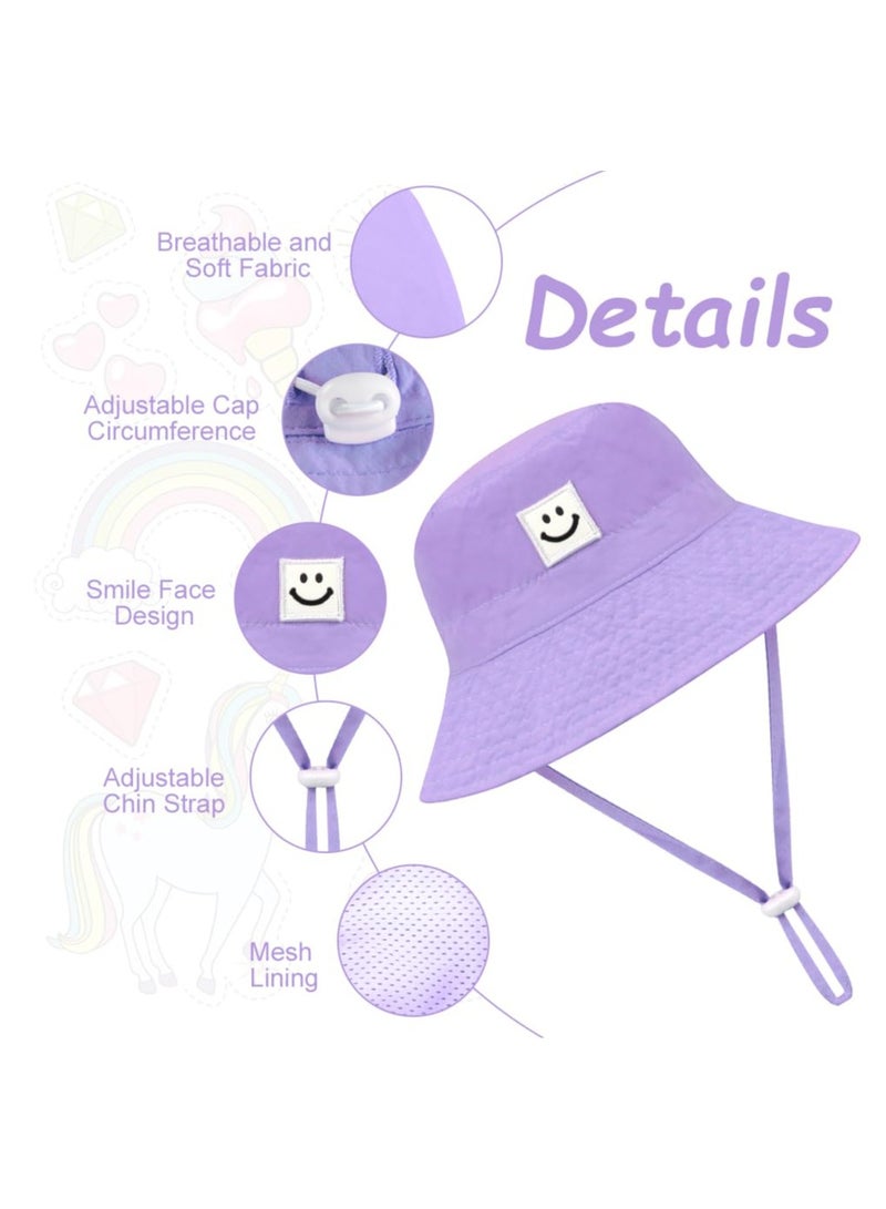 BreeJooy Baby Sun Hat UPF 50+ Smile Face Toddler Bucket Hat Wide Brim Baby Summer Hat for Boys Girls - Image 3