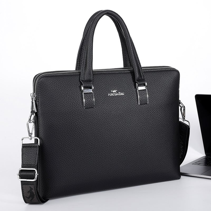Factory Men'S Handbag Shoulder Crossbody Sample Kangaroo Horizontal Leather New Briefcase - Image 2