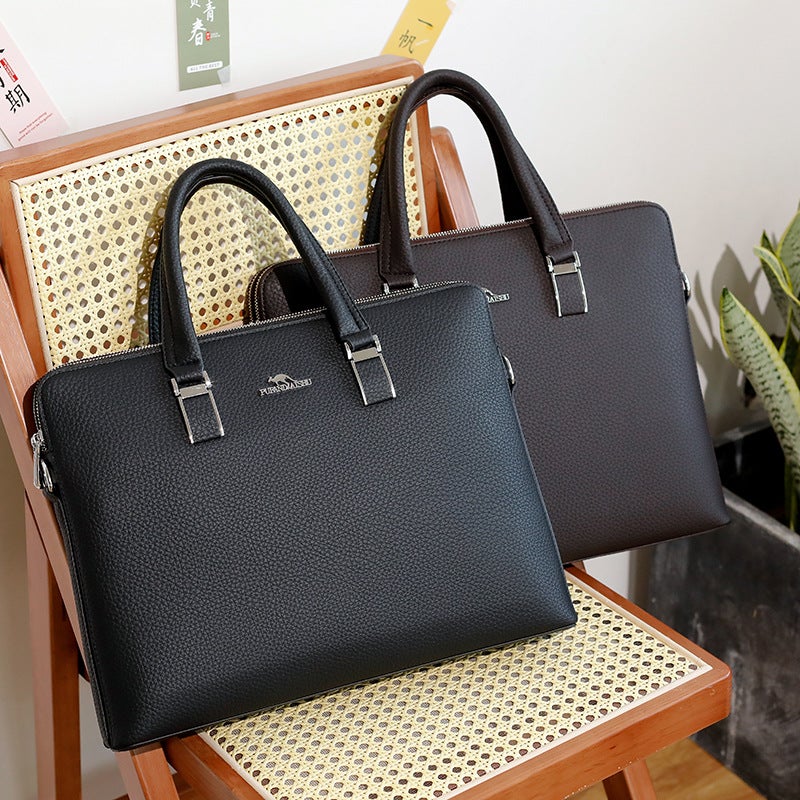 Factory Men'S Handbag Shoulder Crossbody Sample Kangaroo Horizontal Leather New Briefcase - Image 4
