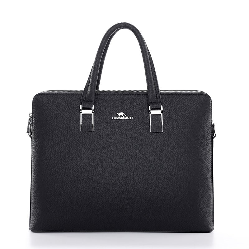 Factory Men'S Handbag Shoulder Crossbody Sample Kangaroo Horizontal Leather New Briefcase - Image 1