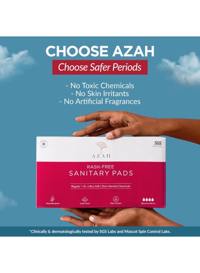AZAH Sanitary Pads for Women XL [Pack of 20] 100% Rash-Free sanitary napkins | 3x More Absorption, Cottony Soft and Dry Top Cover for heavy Flow | Toxin Free, Locks Odour, Leak-Proof - Image 2