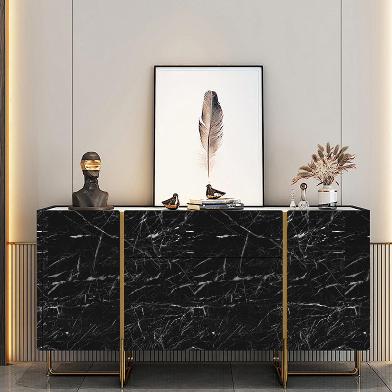 Abyssaly Black and White Marble Contact Paper, Granite Kitchen Wallpaper Peel and Stick Countertops, Glossy Self Adhesive Removable Marble Counter Paper Roll for Cabinets 15.7in X 118in - Image 5