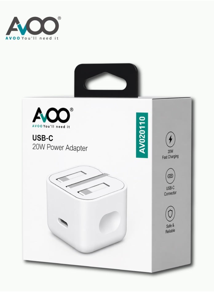 أفو راس شاحن ايفون سريع 20 واط | شاحن حائط USB C سريع متوافق مع iPhone 15/14/14 Pro/14 Pro Max/13/12/SE2020/11/XR/XS Max/X/iPad - Image 2