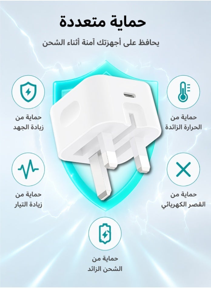 أفو راس شاحن ايفون سريع 20 واط | شاحن حائط USB C سريع متوافق مع iPhone 15/14/14 Pro/14 Pro Max/13/12/SE2020/11/XR/XS Max/X/iPad - Image 4