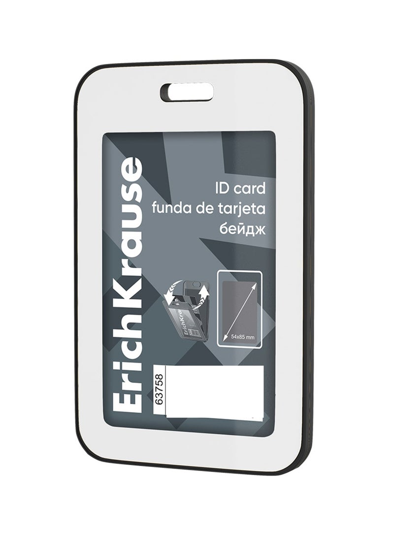ErichKrause حامل بطاقة هوية عمودي من البلاستيك الصلب 5 قطع بحجم 54x85 مم باللون الأسود - Image 2