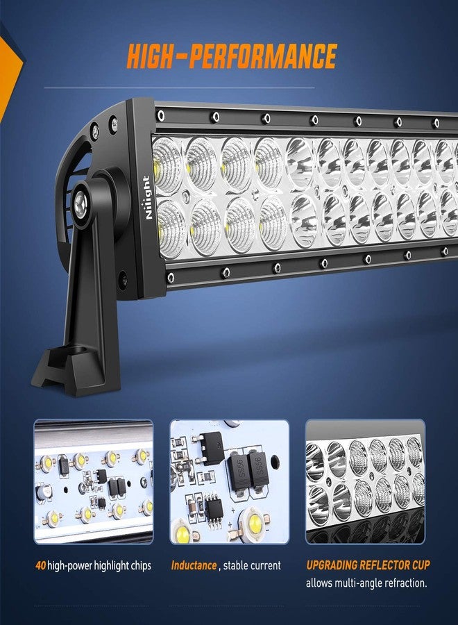 Nilight نيلايت - 70003C-A شريط إضاءة LED 22" 120 واط مجموعة إضاءة عمل ضوء قيادة مصباح ضباب إضاءة خارجية لسيارات الدفع الرباعي Ute ATV شاحنة 4x4 قارب، ضمان لمدة 2 سنوات - Image 3