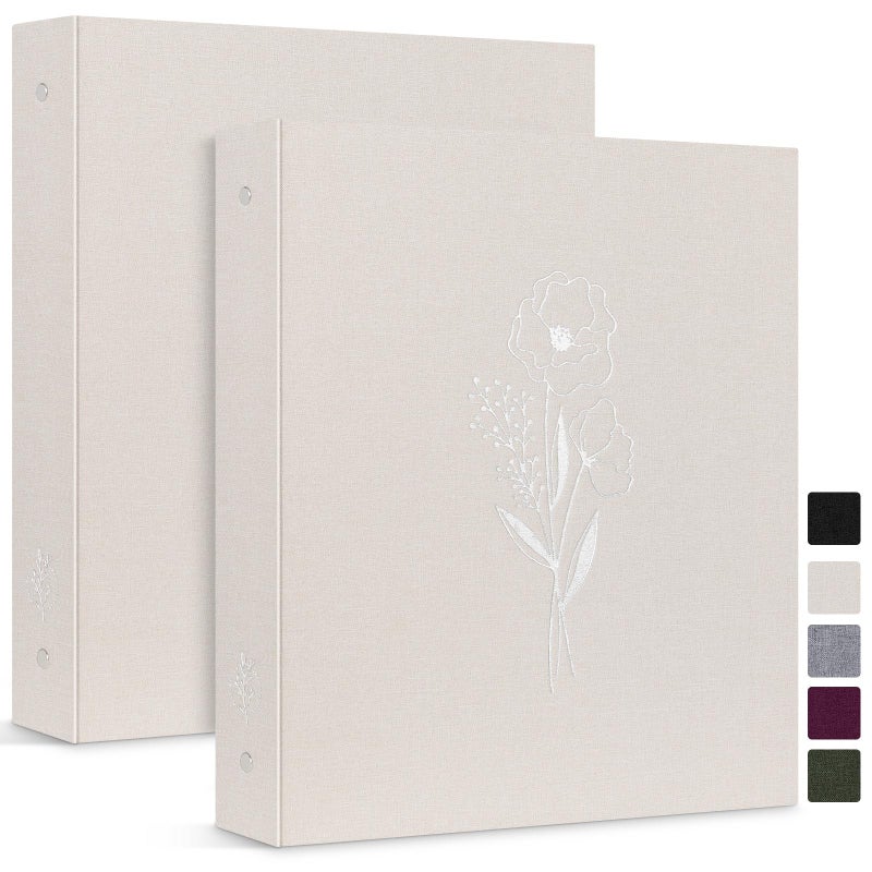 Lanpn Aesthetic Letter Size A4 3 Ring Binder 2 Packs, Linen Hardcover 1 inch Round Rings Folder Holder Planner Fits 8.5" x 11" Paper for Office School Journaling Collections (Beige) - Image 1