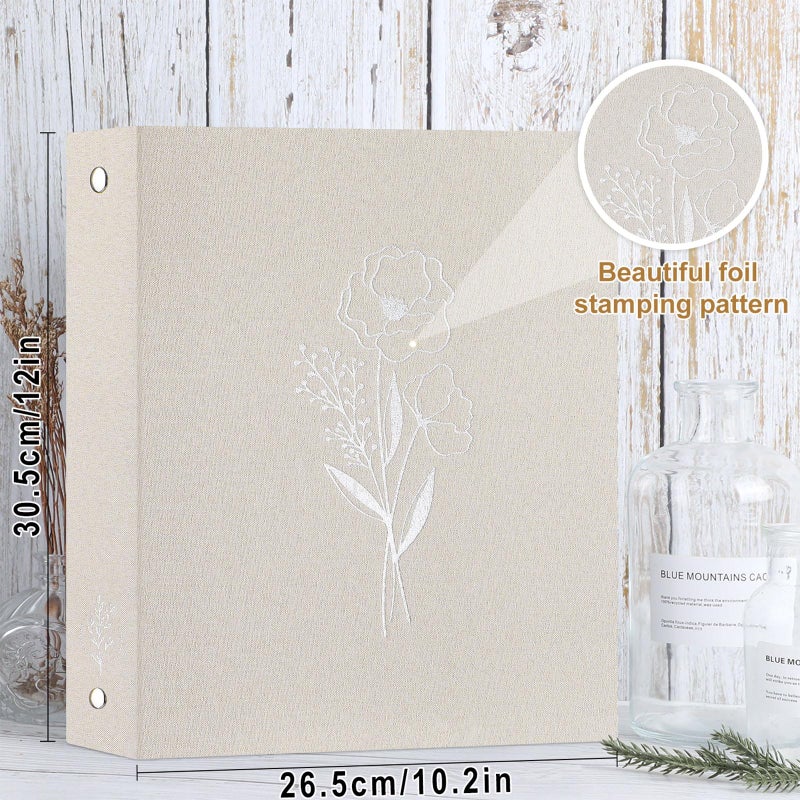 Lanpn Aesthetic Letter Size A4 3 Ring Binder 2 Packs, Linen Hardcover 1 inch Round Rings Folder Holder Planner Fits 8.5" x 11" Paper for Office School Journaling Collections (Beige) - Image 2