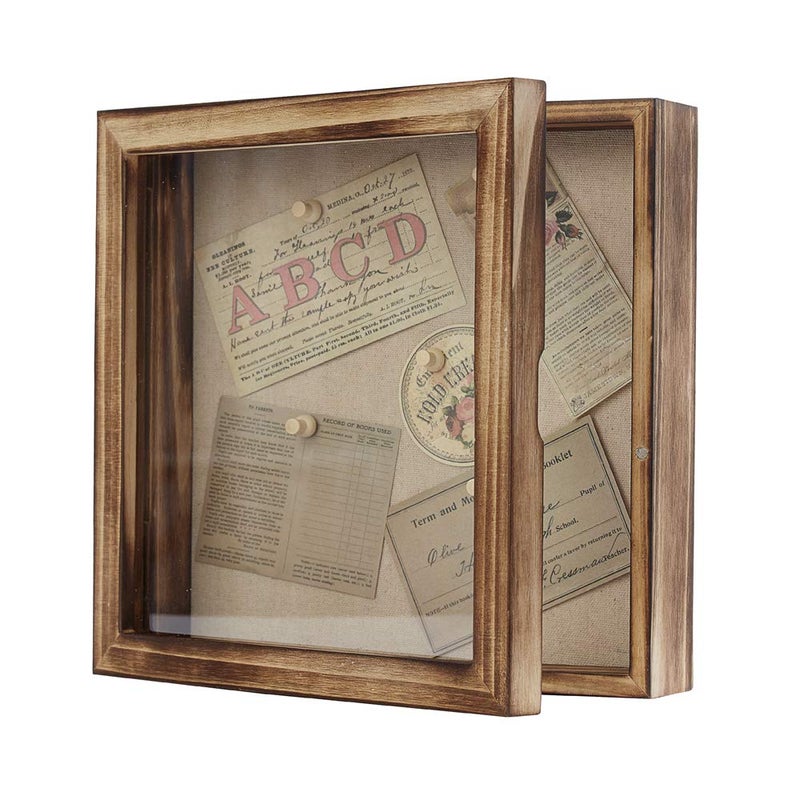 Freezing point Shadow Box Frame 10x10 Shadow Box Display Case with Linen Back Memorabilia Awards Medals Bouquet Photos Badge Baby Memory for Keepsakes Wedding Flower Pet Memorial Picture Flower - Image 1