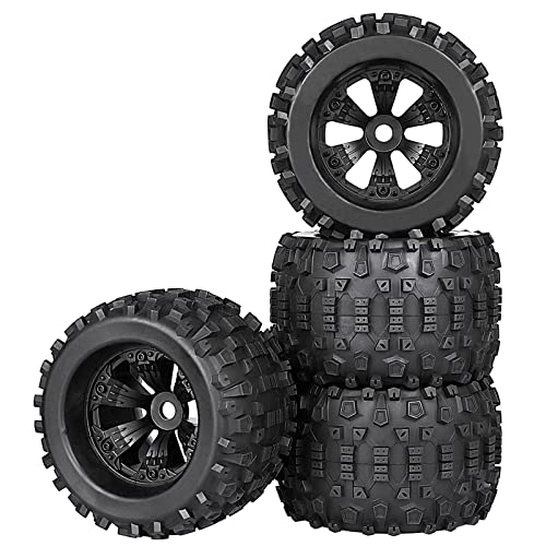 Aimrock 17mm Hex 38 RC Wheels and Tires Preglued Combo for 110 Traxxas Maxx Tmaxx ERevo Revo 33 18 Arrma Kraton Outcast Notorious 6S Redcat RC Monster Truck OffRoad Car Set of 4 - Image 1