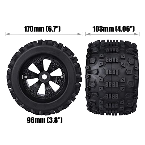 Aimrock 17mm Hex 38 RC Wheels and Tires Preglued Combo for 110 Traxxas Maxx Tmaxx ERevo Revo 33 18 Arrma Kraton Outcast Notorious 6S Redcat RC Monster Truck OffRoad Car Set of 4 - Image 5