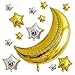 AnnoDeel 12 pcs Moon Star Mylar Balloons 36inch Big Gold Moon Balloons and Silver Star Foil Balloon for Baby Shower Birthday Wedding Party Decorations - Image 4