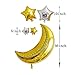 AnnoDeel 12 pcs Moon Star Mylar Balloons 36inch Big Gold Moon Balloons and Silver Star Foil Balloon for Baby Shower Birthday Wedding Party Decorations - Image 2
