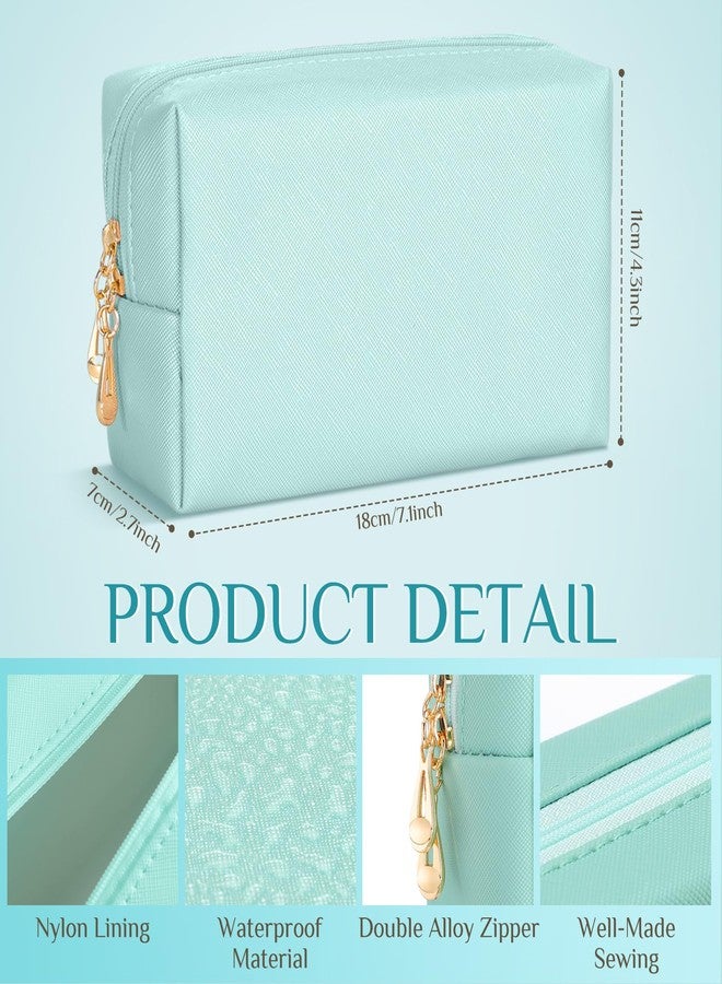 Sanwuta 9 Pcs Makeup Bags Bulk PU Double Zippers Cosmetic Bag Makeup Toiletry Pouch Portable Travel Organizers Case for Women Bachelorette Party End of The Year Bridesmaid Gift(Blue and Green Color) - Image 2